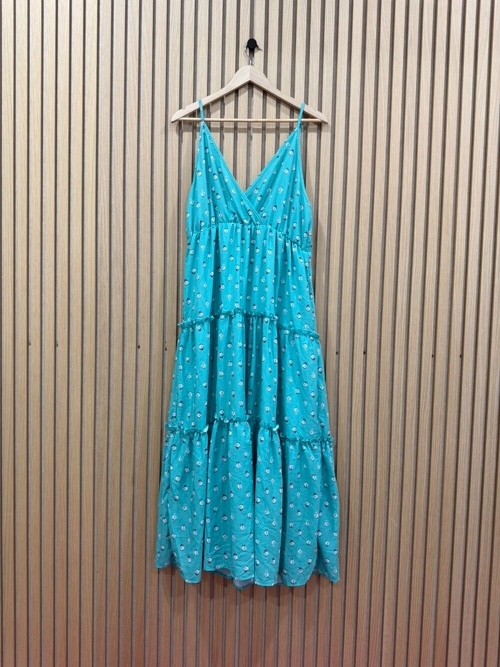 Teal Floral Tiered Maxi Dress